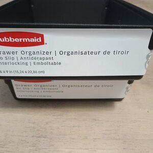 Rubbermaid No-Slip Interlocking Drawer Organizer, 6-in. x 9-in., Black with Gray